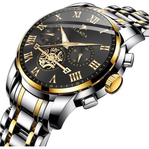Jinfengda Brand New Product Hot Style Mens Automatic Non-mechanical Waterproof Quartz Watch Luminous Flywheel Hollow Look Watch