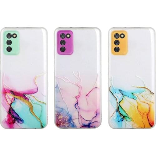 For phone cases Soft TPU painting samsung Galaxy A02s Transparent Watercolor Painting Shell Embossed Relief Protective sleeve