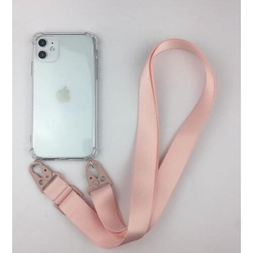 Original Crossbody Necklace Cell Phone Case For iPhone 12 11 Pro Xs max XR 7 8 6S plus SE2 Transparent Soft Black Cover fundas