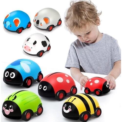 ChildrenS Cartoon Insects Double Pull Back Car Toy Inertia Car Vehicle Baby Puzzle Insect Car Toy Children Educational Gift