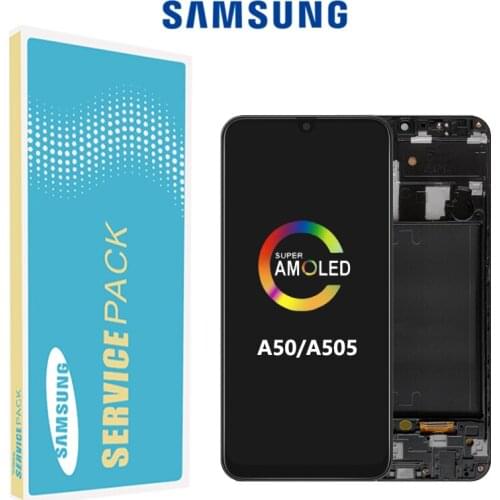 Super AMOLED For Samsung Galaxy A50 SM-A505FN/DS A505F/DS A505 LCD Display Touch Screen Digitizer With Frame For Samsung A50 lcd