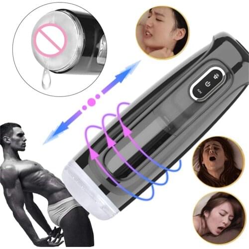 Dual Thrusting Rotating Male Masturbator Cup 3D Realistic Vagina Pussy Electric Vibration Sex Machine Stroker Sex Toys for Man