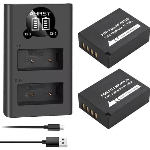 NP-W126 NP W126 NP-W126S W126S Battery 1500mAh +LED Dual Charger for Fuji X-Pro1 XPro1 X-T1 XT1,HS30EXR HS33EXR X PRO1