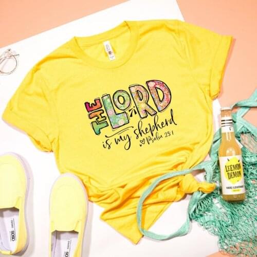 The Lord Is My Shepherd Psalm 2:1 Jesus T Shirt Women 90s Grunge Fashion Tshirts Christian Religious Faithful Graphic Tee Drop