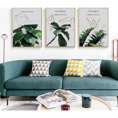 Green Plant Leaf Canvas Poster Quotes Print Scandinavian Style Painting Decorative Picture Modern Living Room Decor Artwork