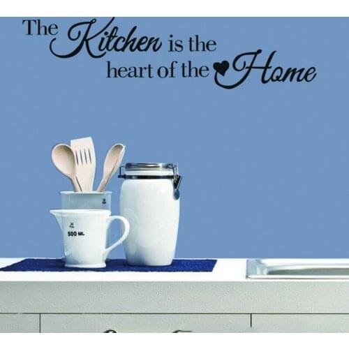 Kitchen Wall Sticker Oil-Proof Lettering Phrase Kitchen is the Heart Wall Sticker Detachable Waterproof Wallpaper