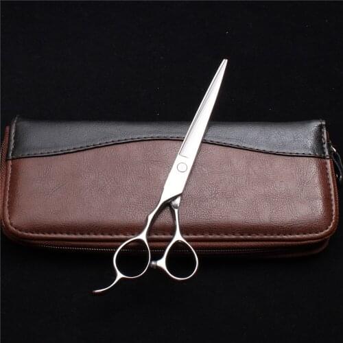 Left-Hand 19.5cm Stainless Customize Logo Silver Screw Professional Hair Scissors Cutting Shears Hairdressing Scissors