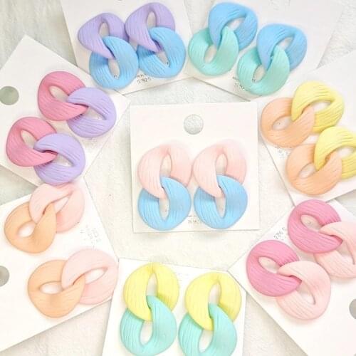 Makersland Geometric Drop Earrings For Women Candy Color Acrylic Chain Earring Womens Accessories Fashion Jewelry 2021 Trend