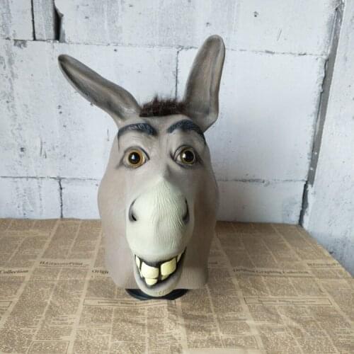 Donkey mask Poor mouth donkey party mask Halloween horror cos funny horse head drama performance animal headgear