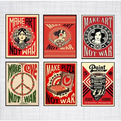 Minimalist Retro Style Make Art Not War Wall Art Canvas Painting Nordic Posters and Prints Wall Pictures for Living Home Decor
