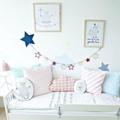 Nordic Style Hollowed-out Wood Chips Star Hanging Curtain Home Wall Decoration Party Festival Photo Props Children room Pendant