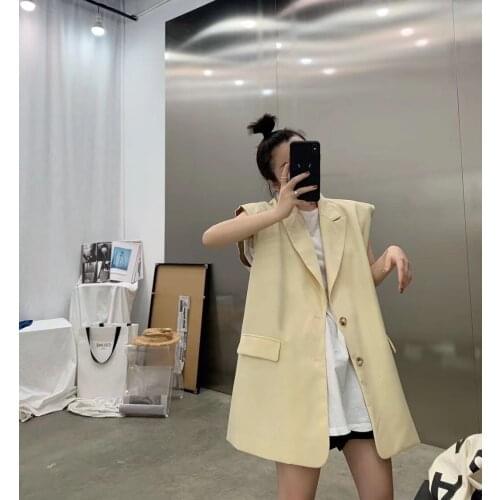 New 2021FW Autumn Women High Quality Loose Vest Coat Female Causal Sleeveless Jacket 2 Color Tutu