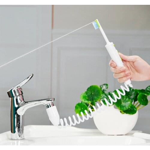 New Faucet Water Dental Flosser with Toothbrush Heads Oral Jet Irrigator Portable Irrigation Water Flossing 2 Tips + Sprink Box