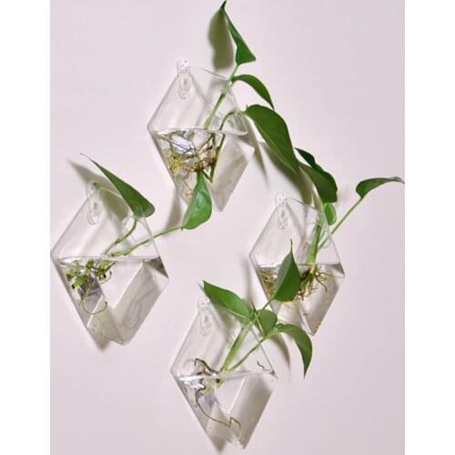Original diamond hypotenuse wall hanging vase home decor fashion creative hanging fish tank hydroponic flower arrangement device