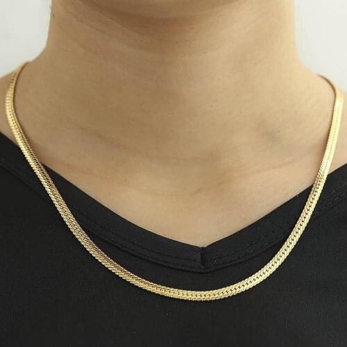 4mm Mens Womens Necklace Unisex Hammered Curb Cuban Link Chain Yellow Gold Filled Necklace Jewelry Gifts LGN420