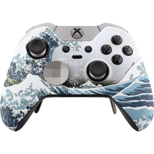 The Great Wave Soft Touch Front Housing Shell Faceplate for Xbox One Elite Controller w/ Thumbstick Accent Rings - Model 1698
