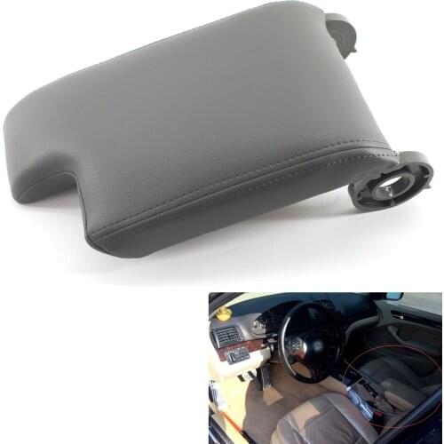 Fits for BMW 3 Series E46 1998-2006 PU Leather w/ Plastic Plate Car Center Console Lid Armrest Cover Gray