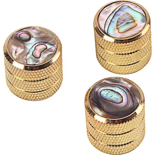 Volume Tone Control Meatl Knob Silver with Pearl abalone Top ETC Guitar Bass