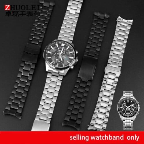 Fine steel solid arc mouth watchband for C-ASIO efr303l efv-540500 efs-s510 mtp1375 male fine steel wristband 18mm 20mm 22 24