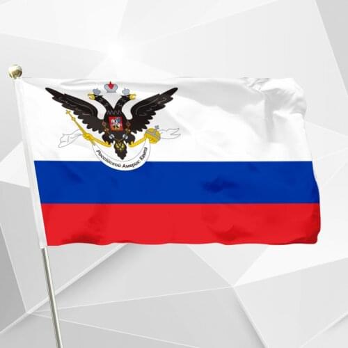 Russian-American Company Flag 90x150cm 3x5ft 120g 100D Polyester Double Stitched High Quality Banner Free Shipping