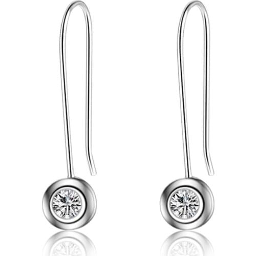 Simple Design 925 Sterling Silver Zircon Round Charm Stud Earrings For Women Party Wedding Jewelry Pendientes eh122