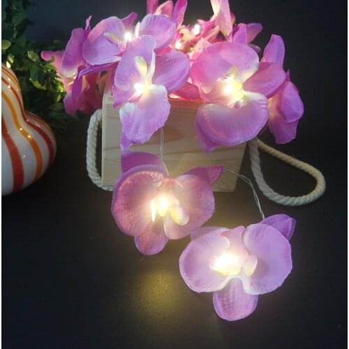 Unique handmade orchid LED String Lights,AA Battery floral holiday lighting, Event Party garland decoration,Bedroom decoration