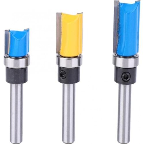 3PCS 1/4in Shank Bearing Flush Trim Router Bit Woodworking Milling Cutter Router Bit for Trimmer/Engraving Machine