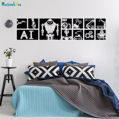 Intelligent Robot Wall Sticker Home Decor Science and Technology School Company Office Office Self-adhesive Cute Decals YT854