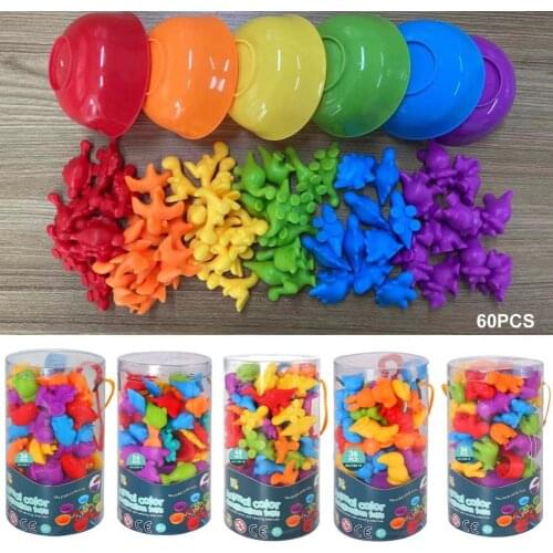 1 Set Universal Animal Counting Toy Colorful Educational Creative Rainbow Stack Cups Dinosaur Animal Counting Toy for Children
