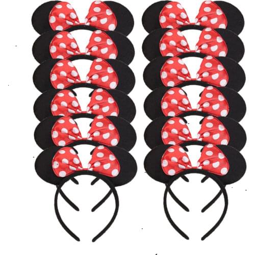 Minnie Ears Black Sequin Pink Headbands Birthday Party Hallowee Favors Kids Mom Hair Accessories 12pc (6 Sequin Pink 6 Black)