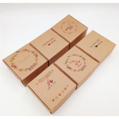 20 pcs 6.5 x 6.5 x 3 cm Vintage kraft paper multiple design airplane box DIY wedding candy/cookies/chocolate box baby soap box