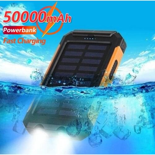 Solar Power Bank 50000mAh Travel Portable Waterproof External Battery with SOS LED Light Powerbank for Iphone Samsung Xiaomi mi