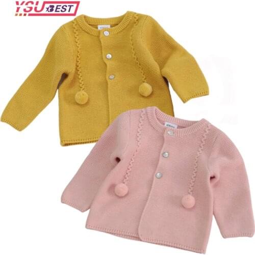 0-4Yrs Baby Hand-made Bubble Ball Sweater Knitted Cardigan Jacket Baby Sweater Coat Girls Cardigan Girls Autumn Winter Sweaters