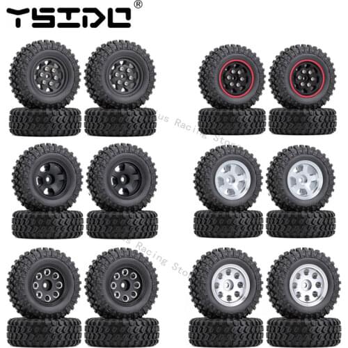 YSIDO 4PCS Beadlock Micro Crawler Wheel Rims Tires Set Flaps Fender for 1/24 RC Crawler Car Axial SCX24 90081