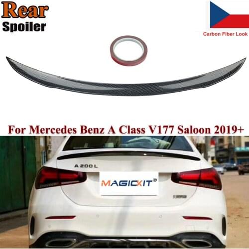 MagicKit For MERCEDES BENZ A CLASS W177 V177 SALOON A35 CARBON LOOK REAR BOOT SPOILER LIP