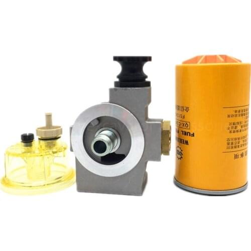 Excavator parts fuel filter for Kobelco SK130 135 140-8 diesel oil-water separator filter element assembly base hand oil pump