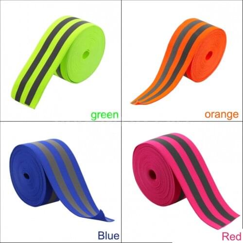 Safety Silver Reflective Elastic Tape Band Cord Belt Fabric Wide 50mm x Double 10mm Choose Color & Length
