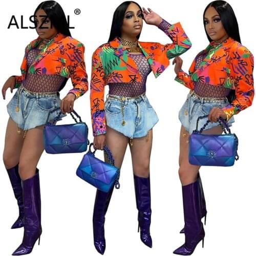 Womens Color Long Sleeve Jacket Autumn Fashion Street Painted Suit Collar Joker Coat