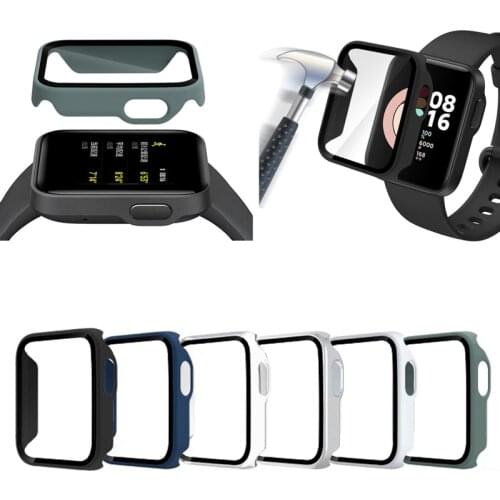 Hard Full Edge Glass Screen Protector Case Shell Frame For Xiaomi Mi Watch Lite/Redmi Smart Watch Protective Bumper Cover