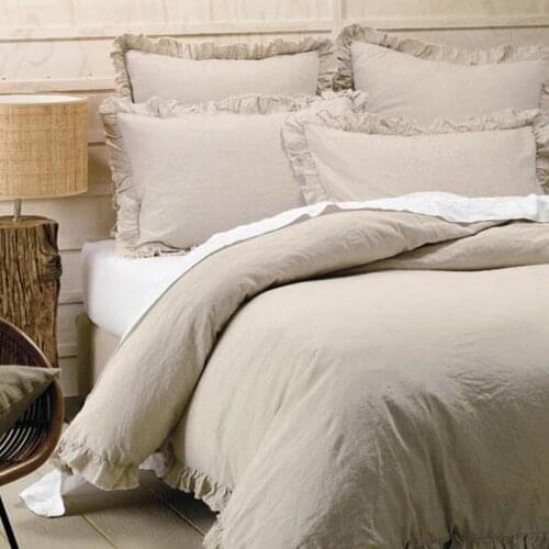 100% Linen Bedding Set Gray Purple Pink Color King Queen Size Flat Sheet Duvet Cover Pillowcases 4 pieces set on sale