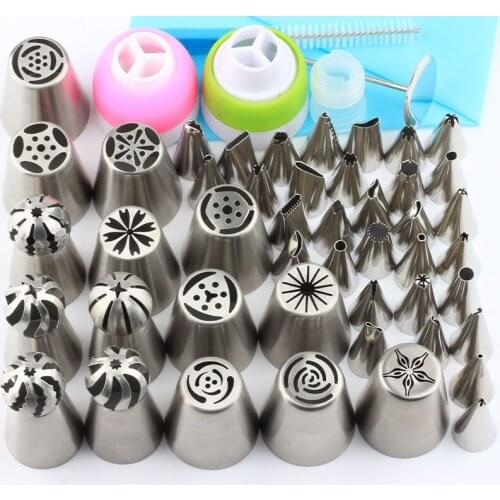 54Pcs/Set Stainless Steel Russian Tips Tulip Icing Piping Nozzles Flower Icing Piping Decorating Nozzle Icing Cream Pastry Tips