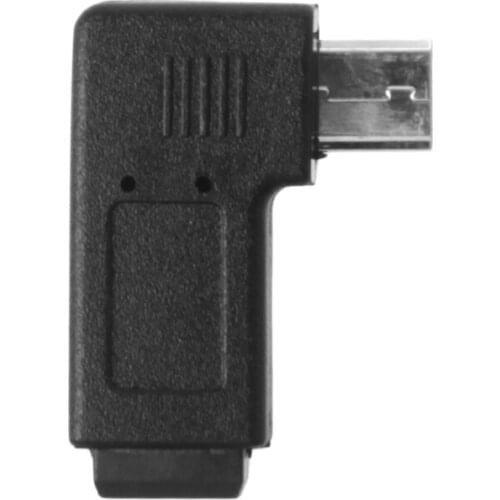 90° Left & Right Angled Mini USB 5Pin Female To Micro USB Male Data Sync Adapter