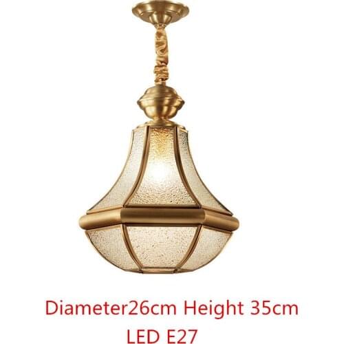 American pendant light Simple glass Lampshade H65 brass Lamp body E27 light bulb Restaurant Bedroom Hotel aisle high quality