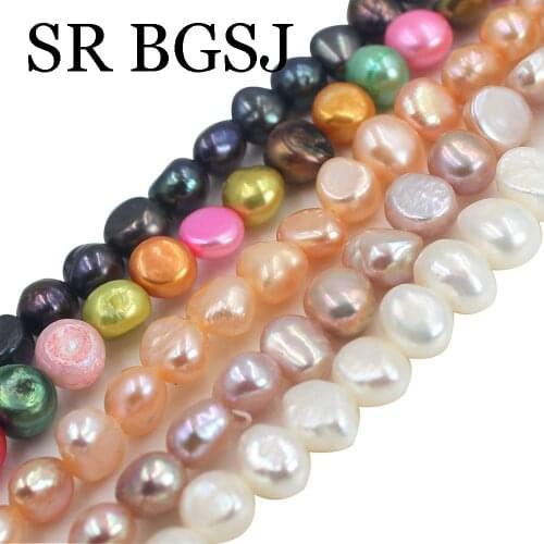 Free Ship10 Strands/Lot 7-8mm Clearance White Pink Purple Black Natural Freshwater Baroque Potato Pearl Beads 14inch