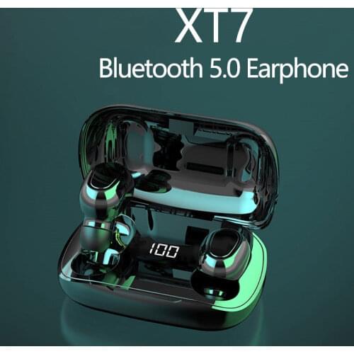 300mAh XT7 TWS Bluetooth 5.0 Headset LED Digital Display Wireless Earphones Waterproof HIFI Stereo Sports In-ear Mini Earbuds