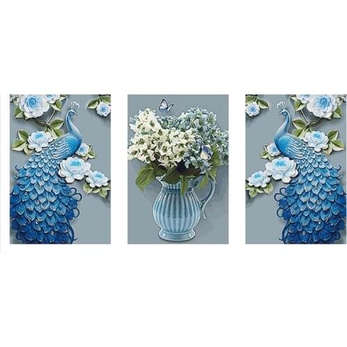 Flower Vase Peacock 5D Special Diamond Painting Embroidery DIY Needlework Rhinestone Crystal Cross Stitch