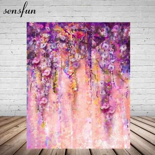 Flower Wedding Party Banner Photography Backdrop Vinyl 5x7FT Custom Pink Purple Theme Backgrounds For Photo Studio