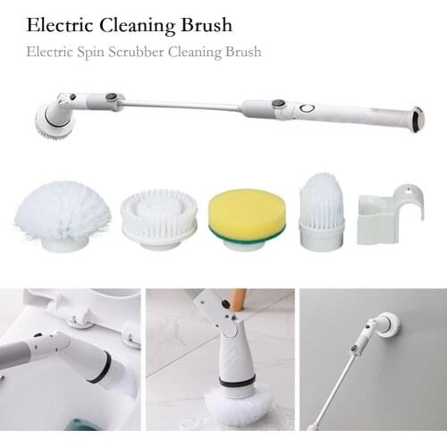 Electric Cleaning Turbo Scrub Brush Multifunctional Long Handle Cordless Spin Scrubber Cleaning Brush Bathroom Accessories