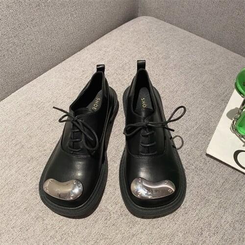 Ins Platform Spring Shoes Female British Style 2021 New Thick-soled College Style Casual Loafers Leather Fashion Shoes Girls