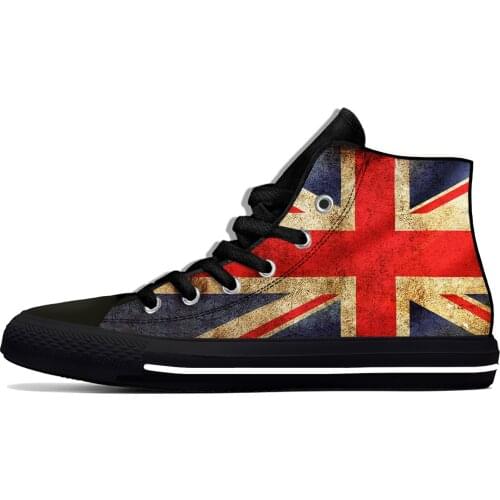 British flag Union Jack United Kingdom UK Funny Casual Cloth Shoes High Top Lightweight Breathable 3D Print Men women Sneakers